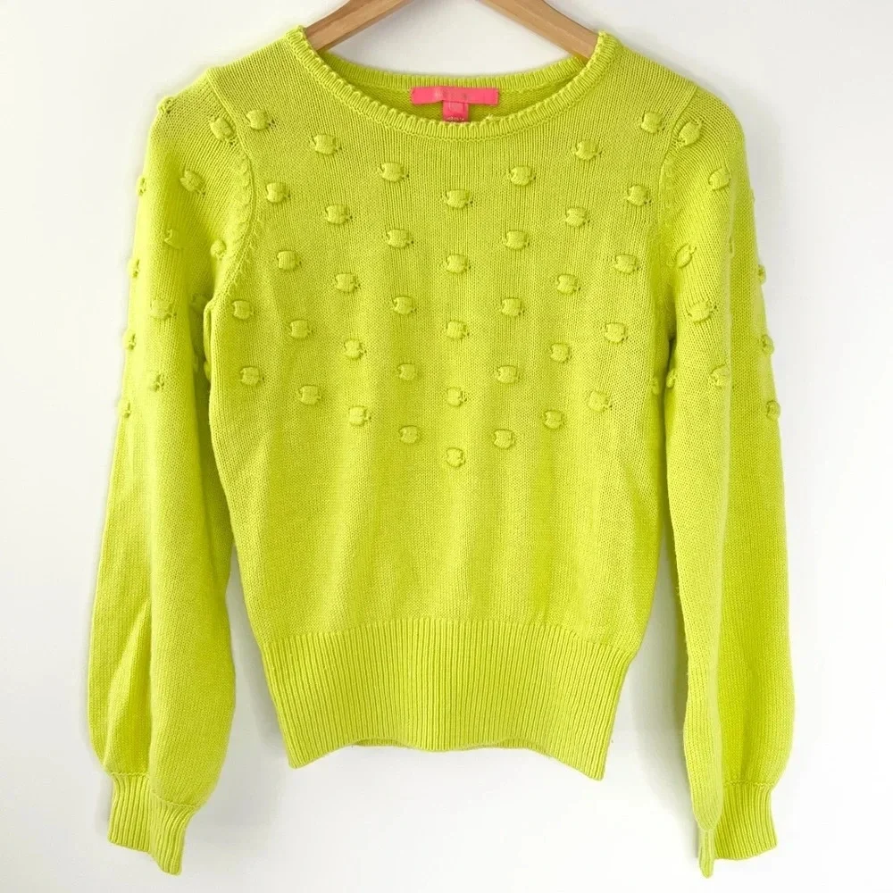 LILLY PULITZER | Tekla Bauble Yellow Pull Over Knit Sweater Lime Green Size xs - Picture 7 of 11